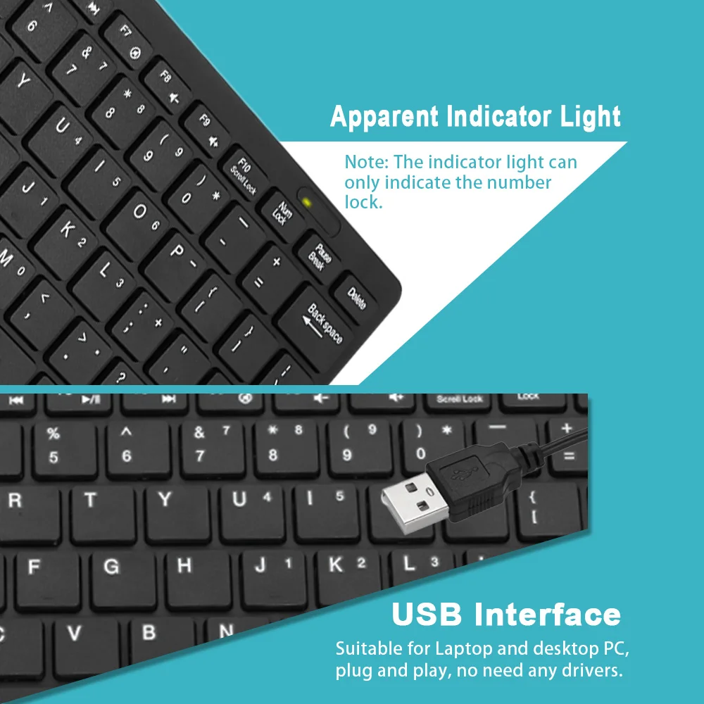 Мини Проводная USB клавиатура 78 клавиш маленькие водонепроницаемые клавиатуры