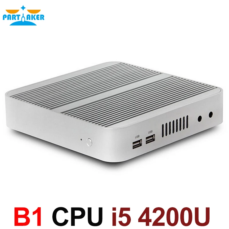 Fanless 4K HTPC TV Box Nuc Computer Barebone Mini PC I5 4200u with Intel Core i5 4200U Max 16G RAM 512G SSD 1TB HDD Windows 10