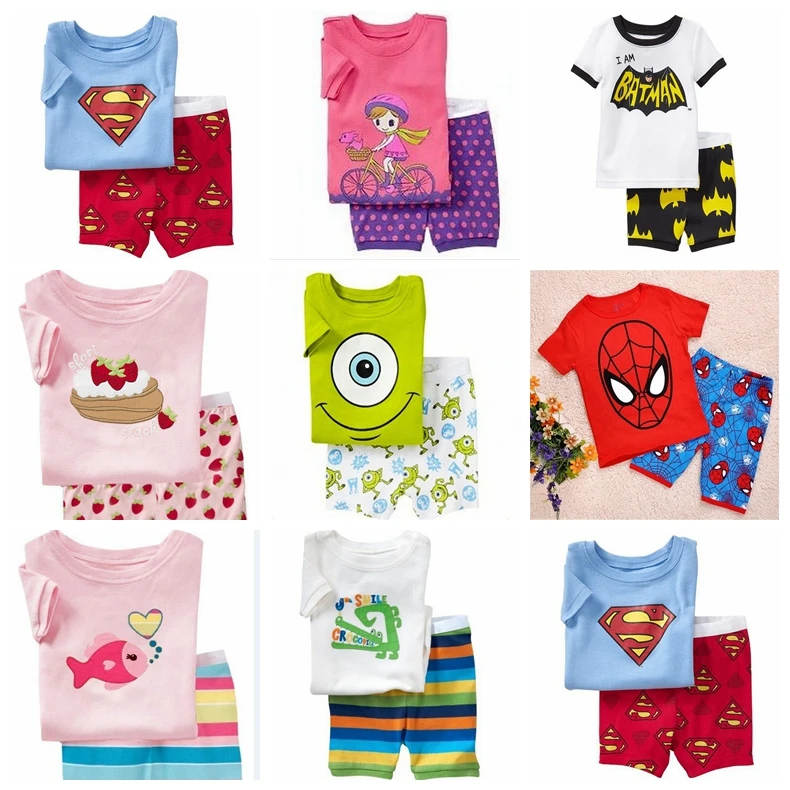 Комплект детской короткой одежды, короткий Пижамный комплект для мальчиков и девочек, детские пижамы с героями мультфильмов, одежда для сна для малышей 2-7 лет