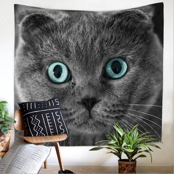 

Home Decor Polyester Fabric Cute Cat Tapestry Wall Hanging Throw Bohemian Door Curtain home decoration accessories