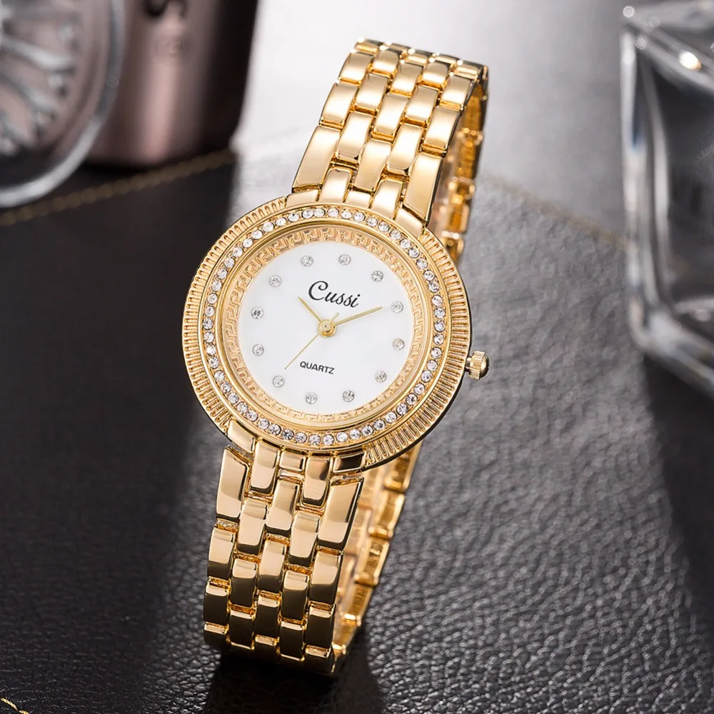 Pulseira de Relógios de Luxo Relógio de Ouro Vestido da Moda Relógio de Pulso dos Namorados Cryatal Cussi Mulheres Senhoras Quartzo Presente Reloj Mujer 2020