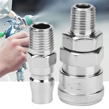 

20Pcs/Set Zinc Plated Iron Outer Thread Quick Coupler Set Quick Air Socket Plug Connector Kit
