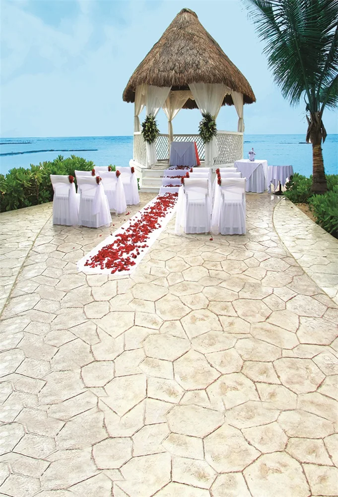 

Laeacco Romantic Seaside Wedding Portrait Scene Photographic Backdrops Customized Photography Backgrounds For Photo Studio