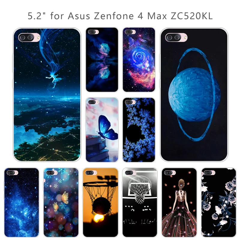 Ультратонкий чехол для Asus Zenfone 4 Max ZC520Kl синяя задняя панель из ТПУ мягкий силикон 5