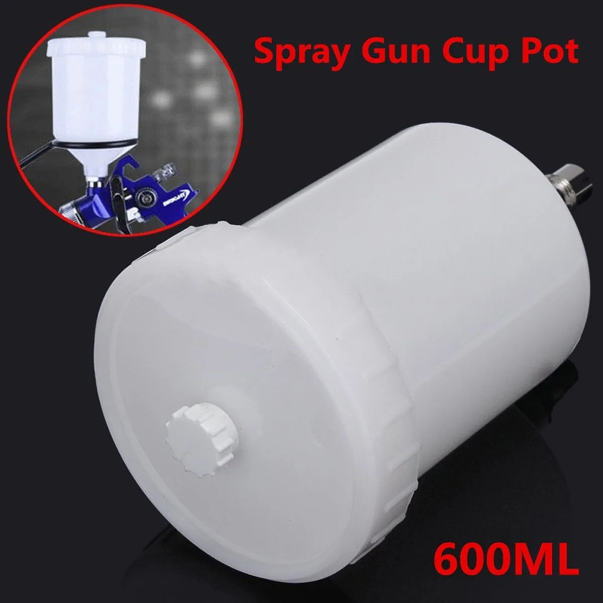 

600ML Gravity Paint Spray Guns Cup Pot Replacement For Devilbiss GTI Pro Pri FLG Sprayer