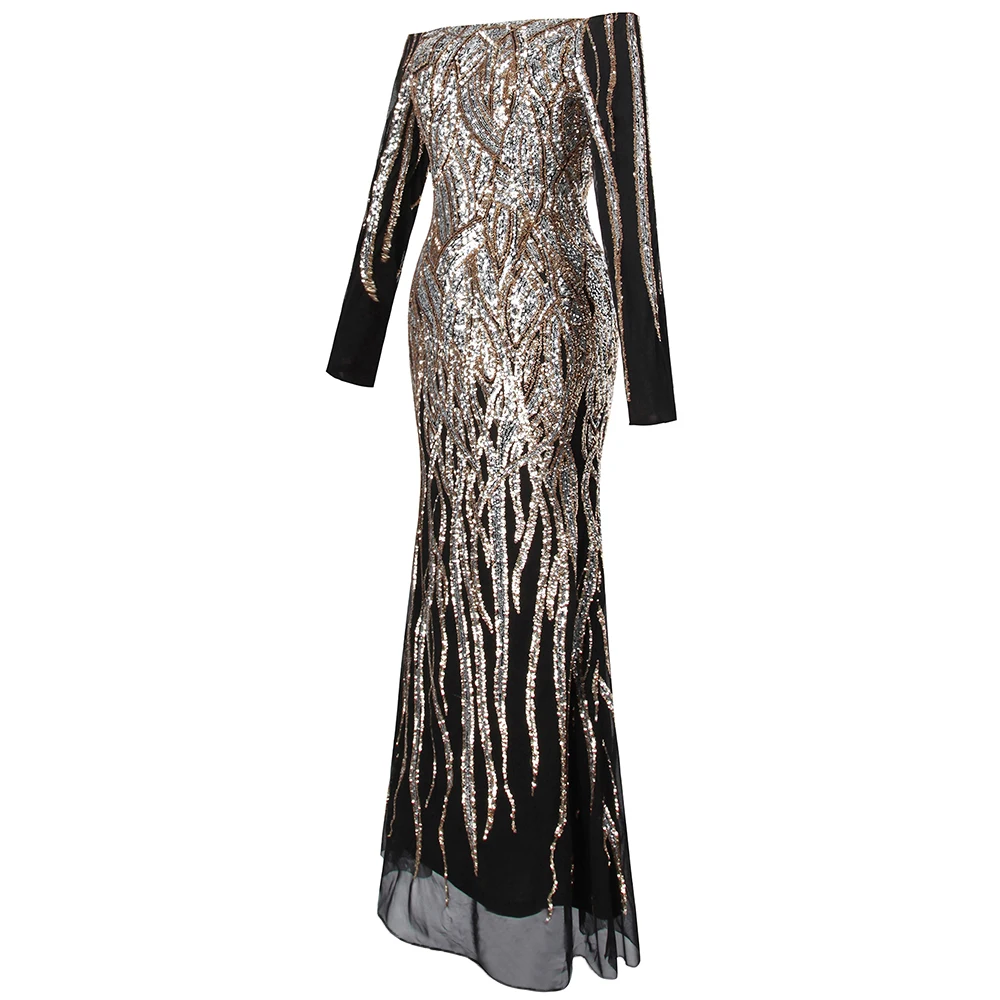 Angel-Fashion, винтажное бальное платье с вырезом лодочкой и золотыми блестками, длинные платья для выпускного вечера 377