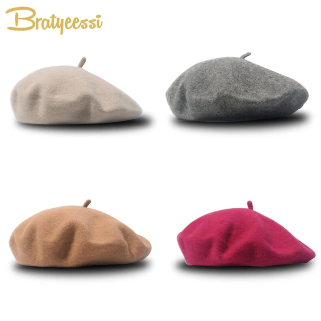 Fashion Wool Baby Hat for Girls Candy Color Elastic Infant Baby Beret Hat Kids Caps for Girls 1-4 Years 1 PC 1