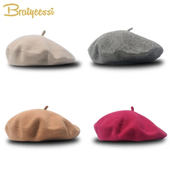 

Fashion Wool Baby Hat for Girls Candy Color Elastic Infant Baby Beret Hat Kids Caps for Girls 1-4 Years 1 PC