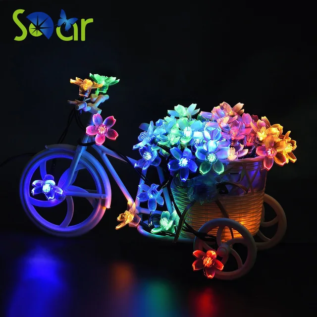 Solar Fairy String Lights 7m 50 Led Peach Blossom Decorative Solar Fairy String Lights 7m 50 Led Peach Blossom Decorative Garden Lawn Patio Christmas Trees