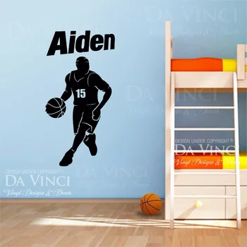 

Basketball Vinyl Wall Decal Basketball Player Dribbling Custom Name Personalized Mural Wall Sticker Sport Boy Bedroom Decoration