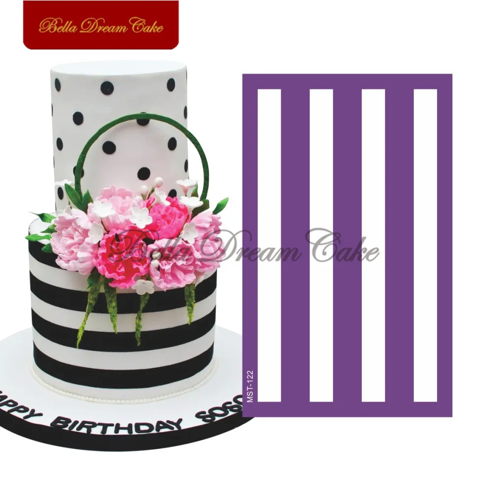 

Horizontal Stripes Cake Stencil Fondant Wedding Cake Mold Fabric Mesh Stencils Cake Border Mould Cake Decorating Tool Bakeware