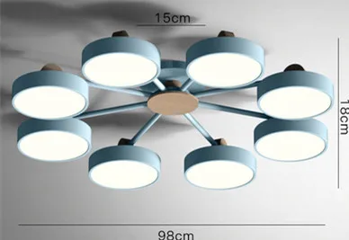 Деревянная люстра в скандинавском стиле для гостиной, современный светодиодный потолочный светильник для спальни, столовой, кухни, подвесные светильники - Цвет корпуса: 8heads blue