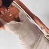 WannaThis Knee-Length Dress Knitted Elastic Sleeveless Bodycon elegant Women 2022 Summer Sexy V-Neck Button Party Slim Dresses ► Photo 3/6