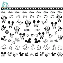 Rocooart DLS329-336 наклейки для ногтей с водными фольгами, модные наклейки для ногтей, черный стиль, треугольные наклейки с мышкой, милые украшения для ногтей