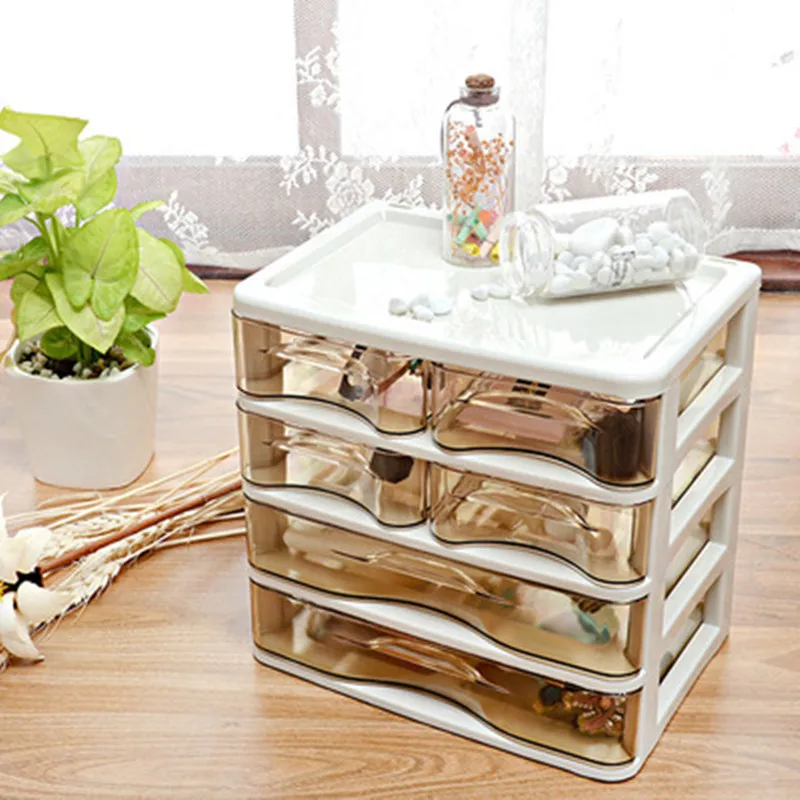 

2018 Fashion Multi-layer Bathroom Cosmetic Storage Box Drawer TypeDesktop Cosmetics Jewelry Splitter Cosmetic Storage Organizer