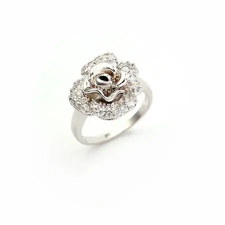 

Charming Flower Rose Rings Jewellry Women With Gems (White Gold Color ) for Free Shipping MxGxFam