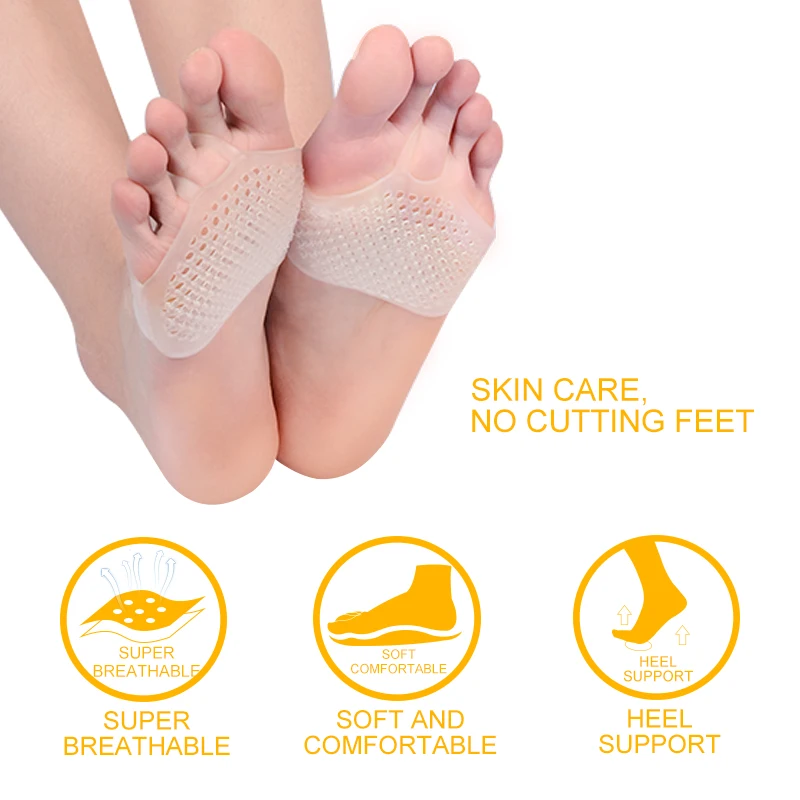 Soumit Medical Forefoot Pad Silicone Gel Foot Protector Pads Anti-slip for Pain Relief Toes Insert Half Yard Insole Dropshipping