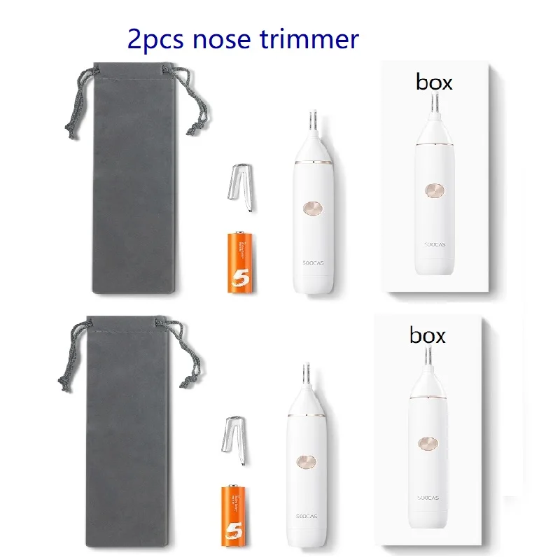 SOOCAS, электрический триммер для волос в носу для Xiaomi Youpin Mini N1, портативная Бритва для волос в носу, машинка для стрижки, водонепроницаемый Безопасный Очиститель для мужчин - Цвет: two pieces