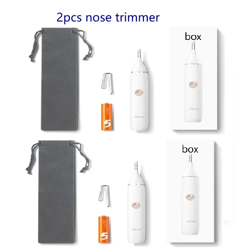 two pieces SOOCAS, электрический триммер для волос в носу для Xiaomi Youpin Mini N1, портативная Бритва для волос в носу, машинка для стрижки, водонепроницаемый Безопасный Очиститель для мужчин - Цвет: two pieces