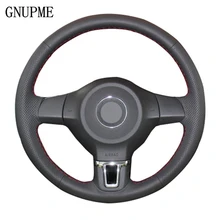 GNUPME черная кожаная крышка рулевого колеса автомобиля для рулевого колеса Volkswagen Golf 6 Mk6 VW Polo Sagitar Bora Santana Jetta Mk6
