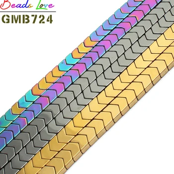 

High quality Natural Stone Beads 6*5mm V shape Gold/Black/Multicolor Plated Hematite Stone Beads For Jewelry Making Wholesale