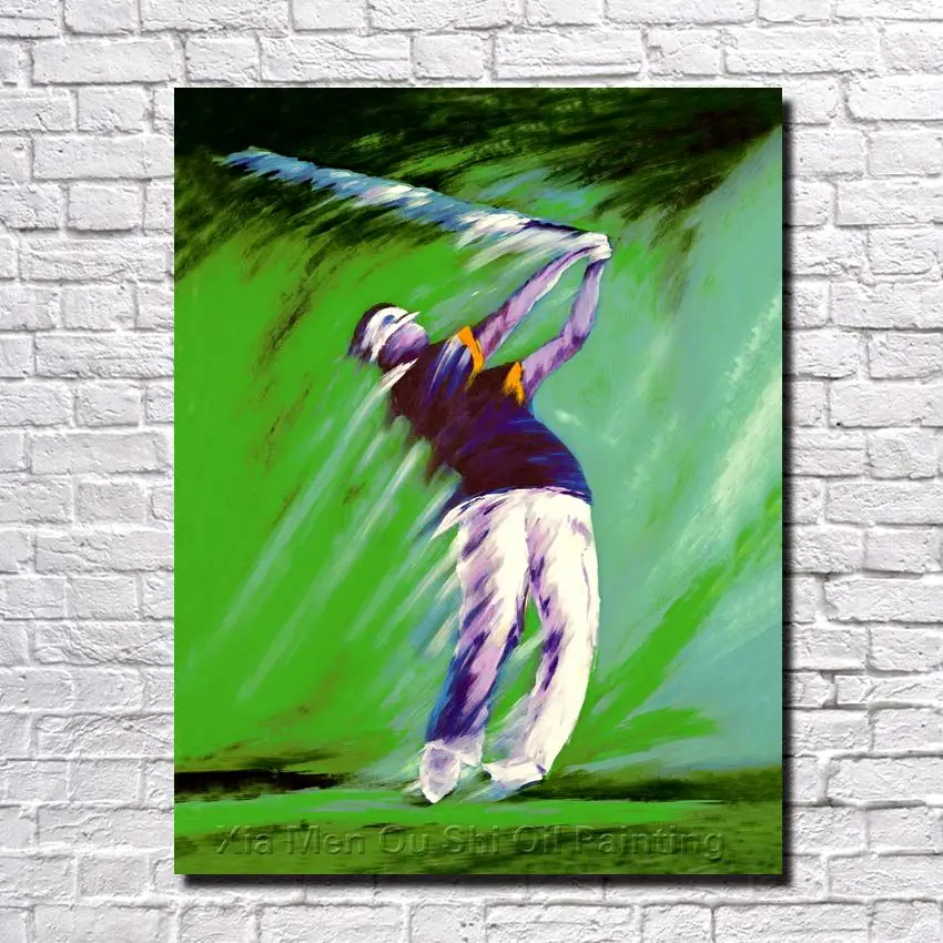 Free Shipping Handpainted Wall Canvas Art Abstract Play Golf Oil Painting Home Decoration Modem