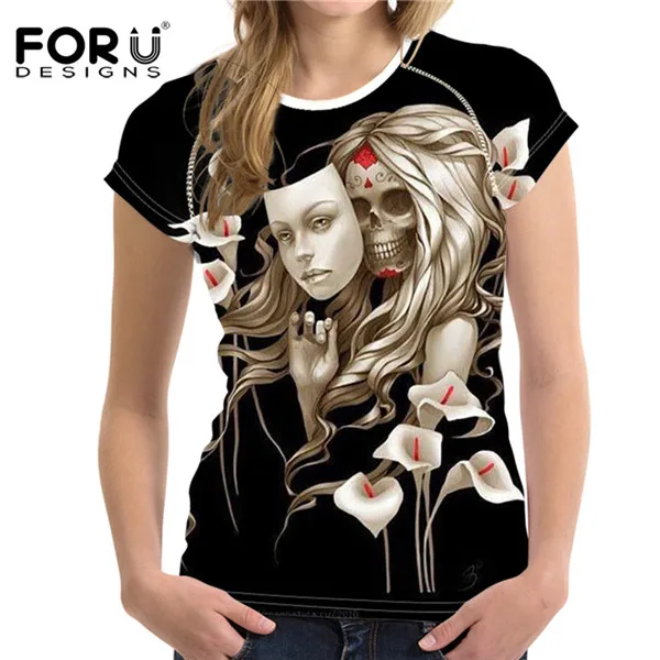 Aliexpress.com : Buy FORUDESIGNS Cute Skull T shirt Women Tops,Kawaii ...