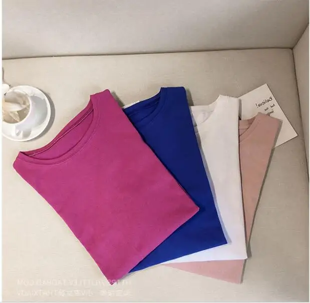 

High Quality 5 Color Female T-shirt White Cotton Women Tshirts Summer Casual Harajuku T Shirt Femme Top Dropship Y175