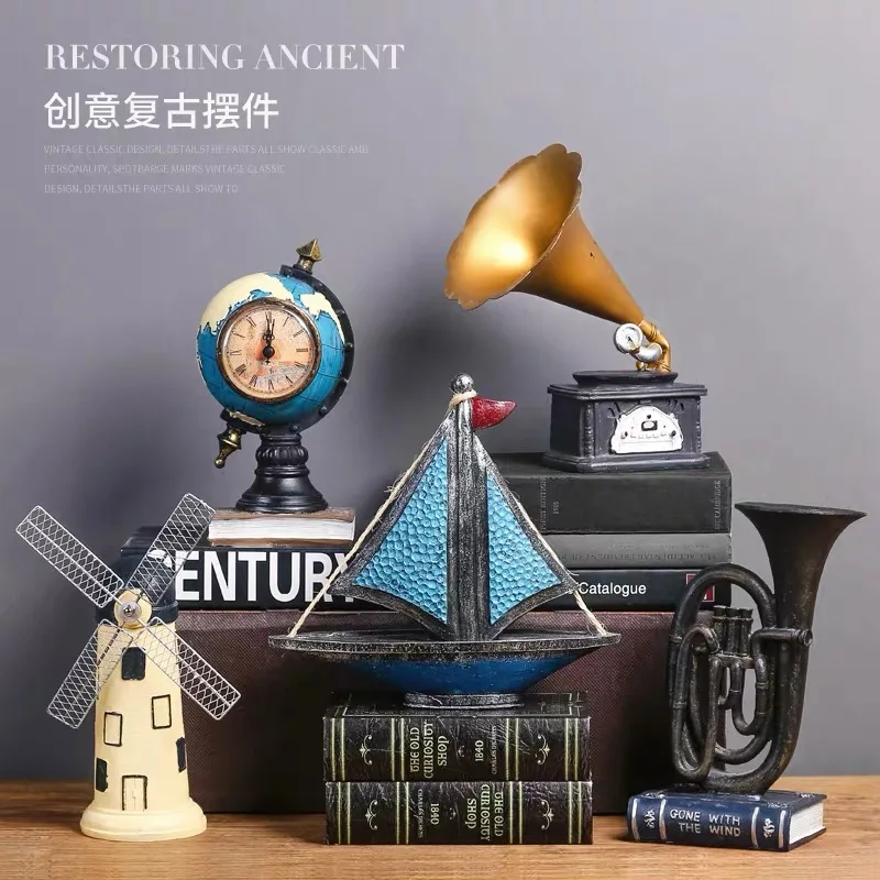 الإبداعية شرفة غرفة المعيشة الحلي المنزل الرجعية التلفزيون خزانة مشروبات زينة خزانة السرير الحرف المفروشات صغيرة