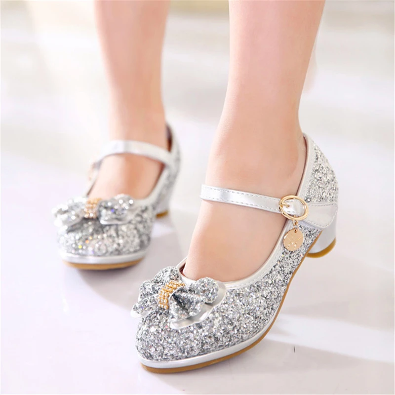 

2019 spring new fashion girls Leather shoes Korean version of the princess shoes high-heeled peas shoes children's Single shoes