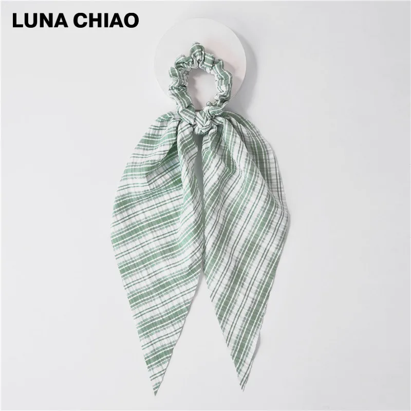 LUNA CHIAO Fashion Women Hair Accessories Hair Tie Ponytail Holder Fabric Hair Scarf Scrunchies - Цвет: 20