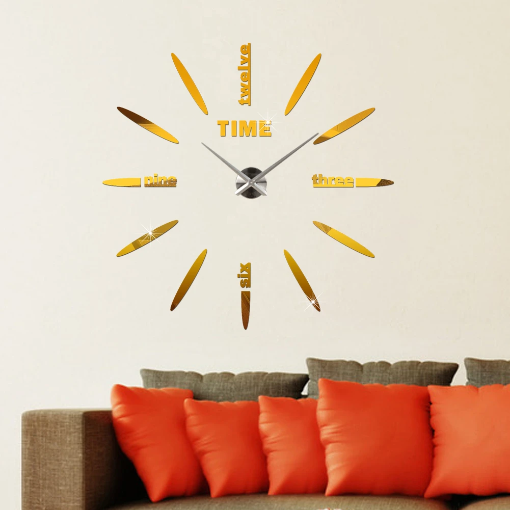 Настенные часы Horloge Diy акриловые зеркальные наклейки цифровые Супер Большие