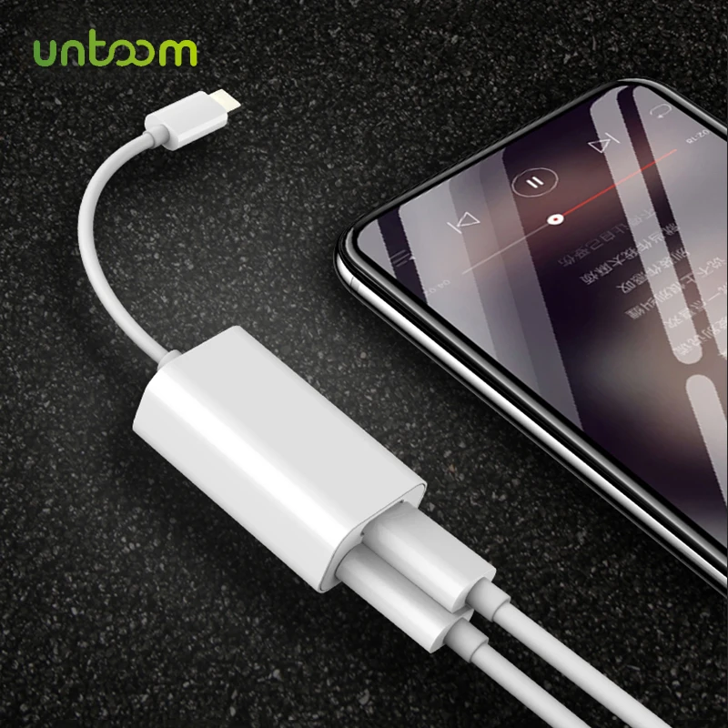 

Untoom 2 in 1 for Lightning Adapter For iPhone 7 Charging Adapter For iPhone Xs/Xr/X/8/8p/7/7p Charger Splitter Earphone Adapter