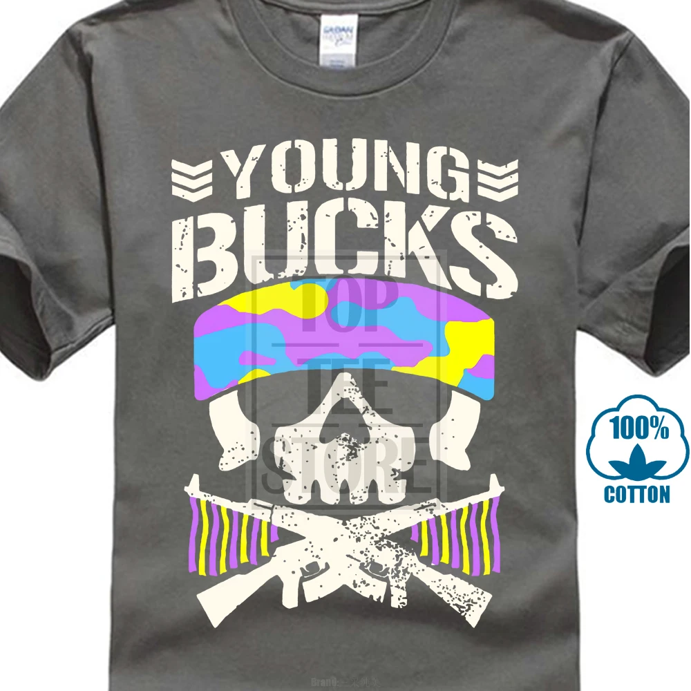 The Young Bucks Bullet Club Wrestling Homme Funny Tee Shirt Men Streetwear Tshirts Fashion T Shirts Skull - Цвет: Темно-серый