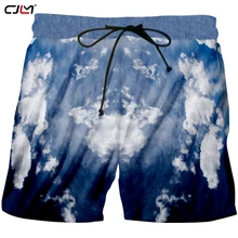 CJLM мужская повседневная брендовая одежда мужские высококачественные шорты из полиэстера 3D с принтом голубого неба и белых облаков