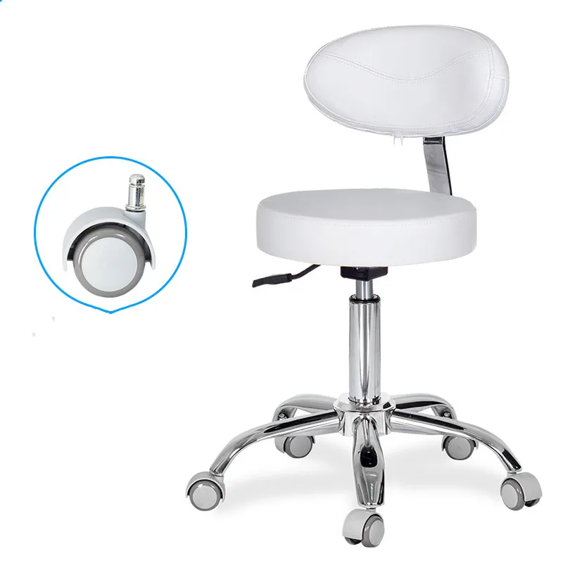 Dental Dentist's Mobile Chair Nurse's Stools W/ Backrest PU Leather and Medical Wheels Adjustable Height For Studio Office Salon