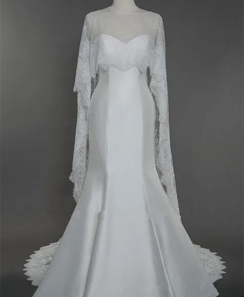 Custom For Bridal Wedding dress Beach Lace Long Wraps Shawl Wedding Cape White Ivory Bridal Cloaks Size 2 4 6 8