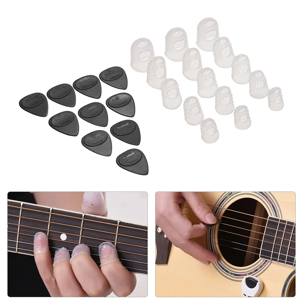 Guitar Picks & Finger Protectors Kit with 15pcs Silicone Guitar Finger