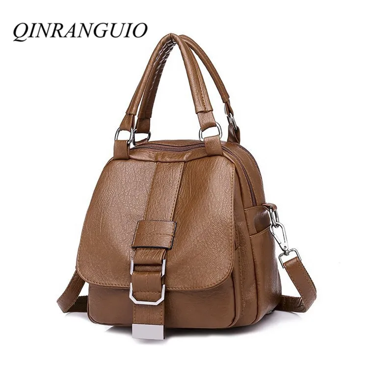 

QINRANGUIO Women Backpack Soft PU Leather Backpack Women Top-handle Vintage Backpacks for Teenage Girls Mochila Feminina
