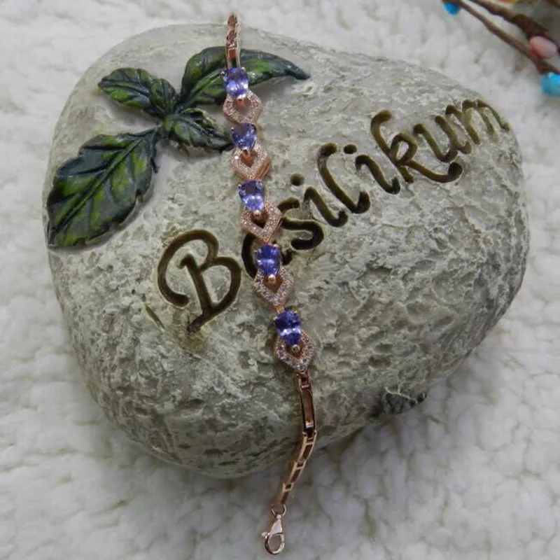 

2017 Arrival Qi Xuan_Fashion Jewelry_Blue Stone Elegant Bracelets_Rose Gold Color Blue Stone Bracelet_Factory Directly Sales