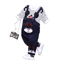 Сезон: весна–лето для маленьких мальчиков и девочек с героями мультфильмов, одежда в виде панды комплекты Модные Детские футболки для детей возрастом от 2 шт./компл. детский хлопковый спортивный костюм