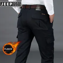 Весна Зима Джип бренд карго Брюки мужские флисовые военные хлопковые брюки Модные Мульти Карманы Брюки Плюс размер 44 Новые