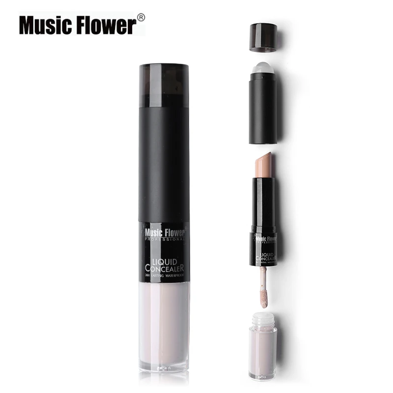 

Music Flower 3 In 1 Concealer Set Highlighter Full Cover Creamy Stick + Liquid Concealer with Ball Applicator Nude Face Makeup