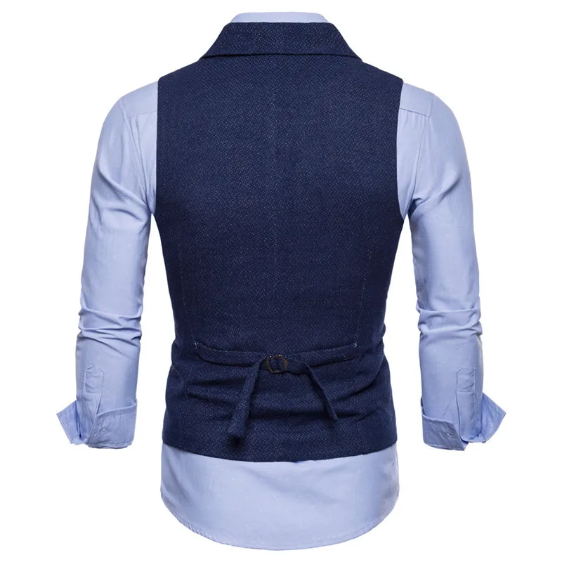 Riinr New Men's Business Casual Slim Fit Vests High Quality Spring Autumn Fashion Solid Color Single Buttons Men Vests Male Suit