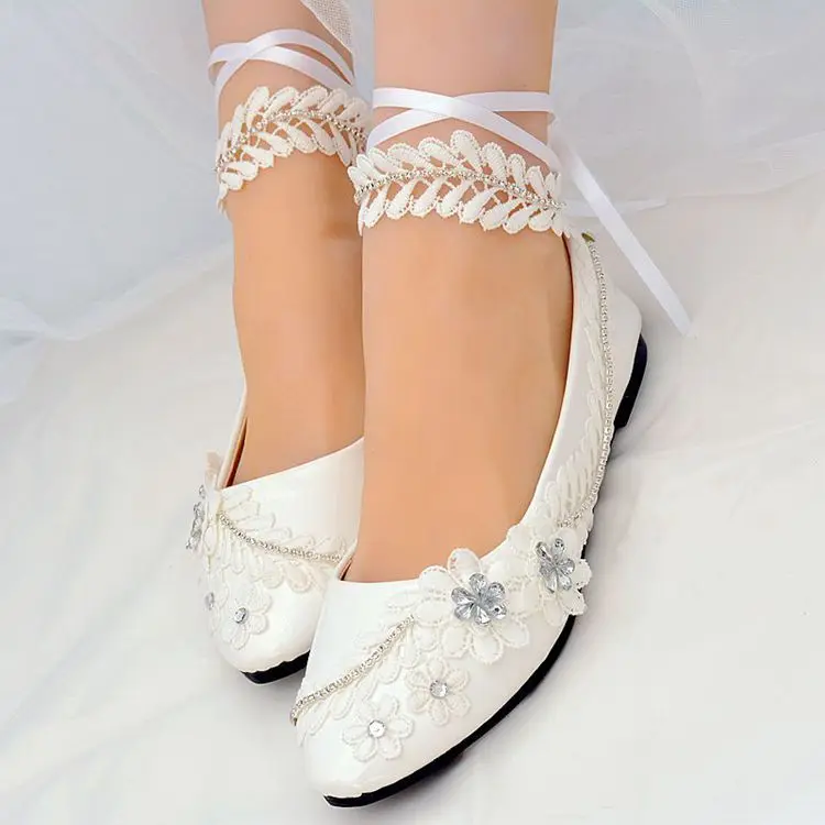 flat bridal wedding shoes