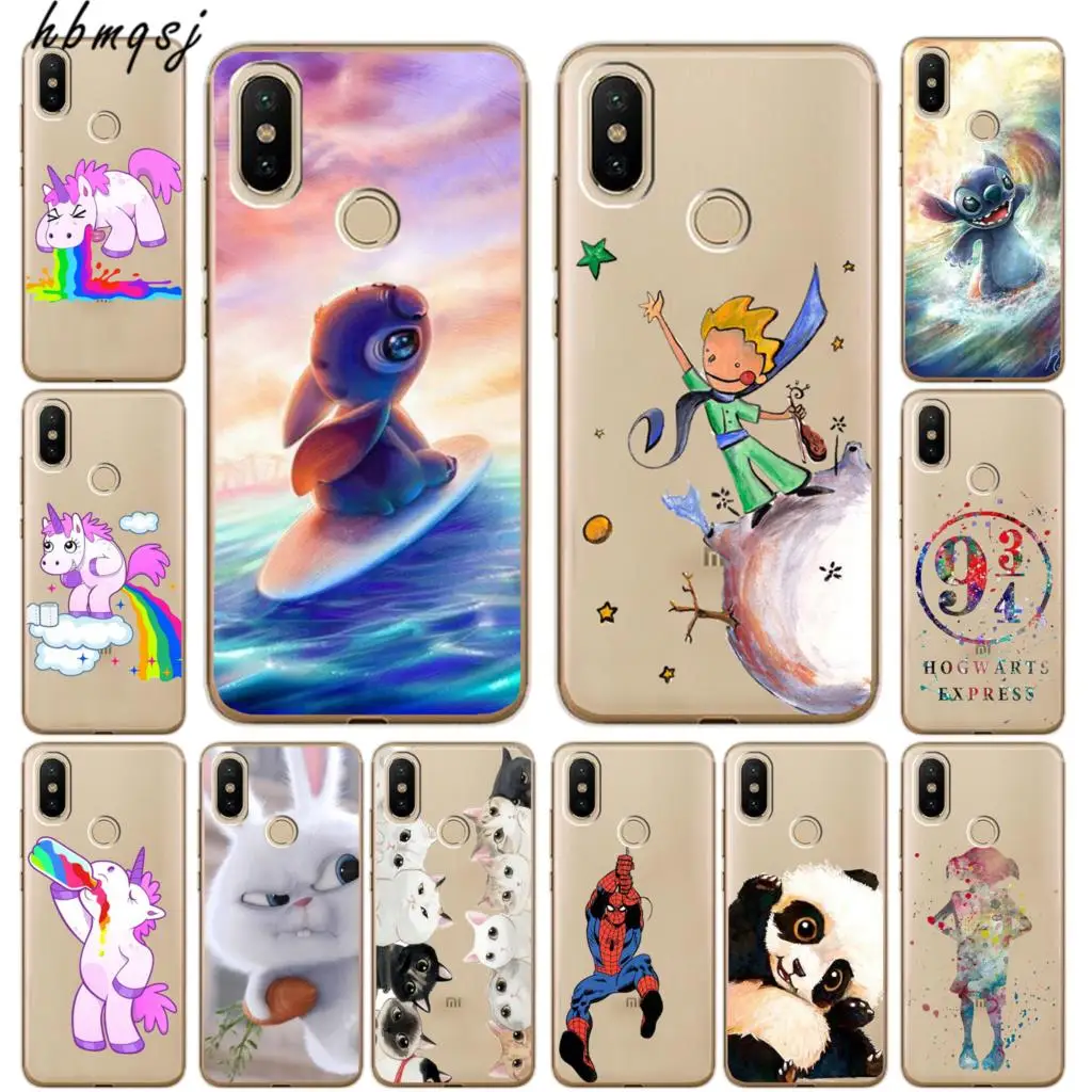

For xiaomi mi a2 lite a1 a2 8 mix 2s pocophone f1 case redmi 5 plus 6 6a note 5 pro funda silicone cute stich phone back cover
