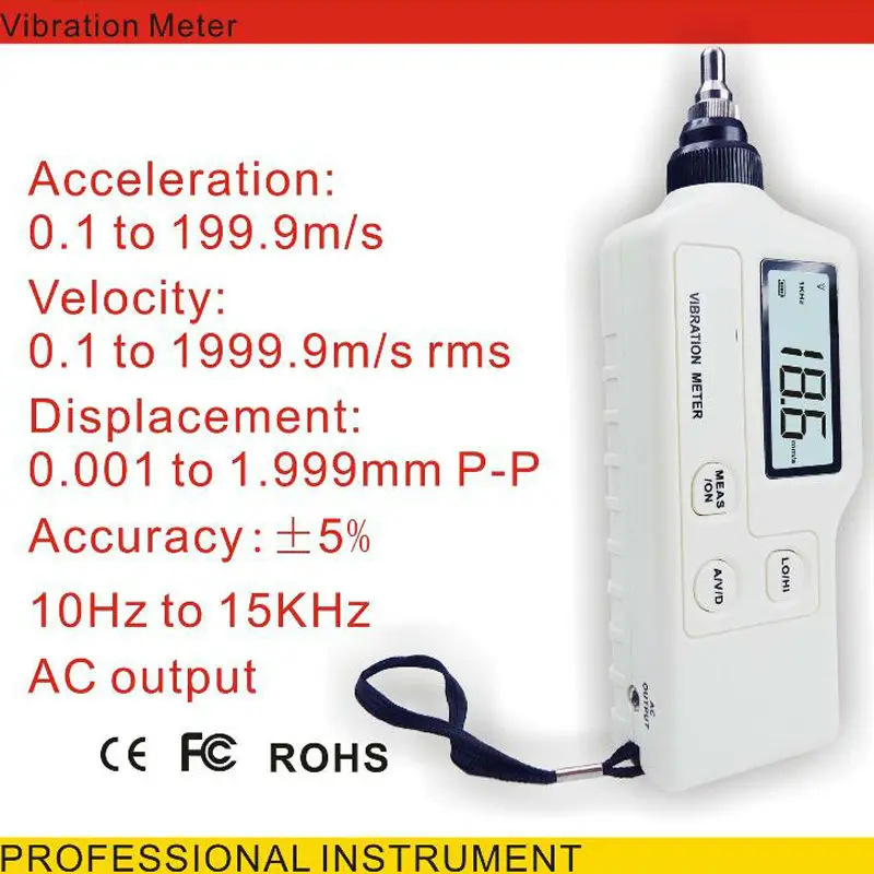 GM63A ручной Портативный светодиодный цифровой датчик вибрации измеритель виброметрический Анализатор Ускорение