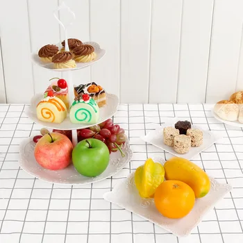 

Creative Three-tier Cake Dessert Display Stand Fruit Tray Plate Party Platter Cupcake Snack Stand Birthday Wedding Decor Gift