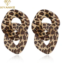 XIYANIKE геометрические очаровательные леопардовые акриловые большие болтающиеся серьги женские модные украшения массивные вечерние серьги E411