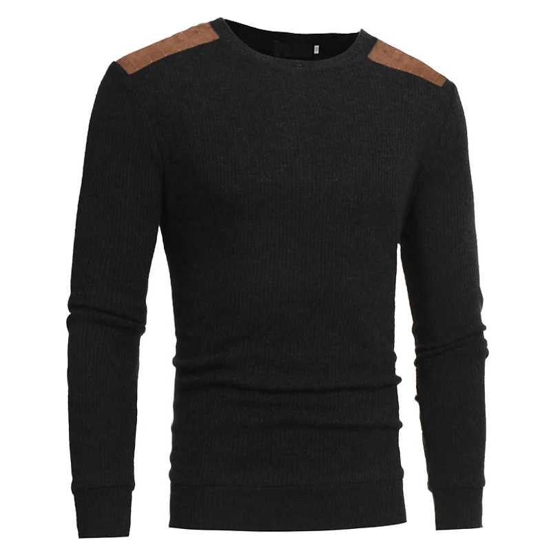 Свитера, пуловеры Для мужчин 2018 мужские брендовые Повседневное тонкий Свитеры для женщин Для мужчин замша патч Дизайн хеджирования